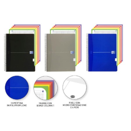 1 - FAVORIT - ESSENTIAL Quaderno Maxi Spiralato 1R 4 Fori 160 fogli - 90 gr -Colori Assortiti 099733