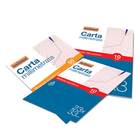 1 - NICKOFFICE Blocco Carta Millimetrata A4 80 gr 10 fogli 21x29,7cm 41/023