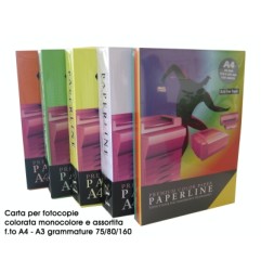 1 - PAPERLINE 250 fogli Carta per fotocopie 5 colori pastello A4 80 gr