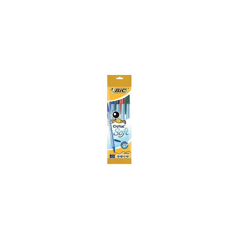 BIC Cristal Soft set 4 penne a sfera assortite punta media 1,2 mm 918530