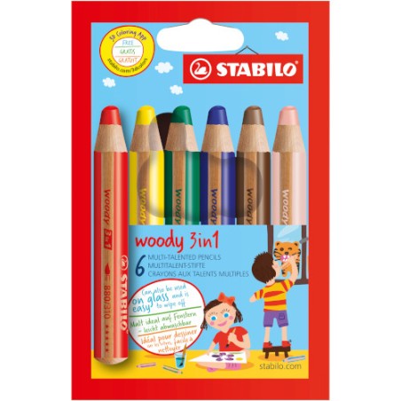 1 - 6 pz Matitoni Pastelli Woody 3in1 Stabilo 8806