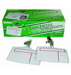 1 - LEBEZ Conf.50 pz Porta Badge con Clip 9,3x6cm 31-140