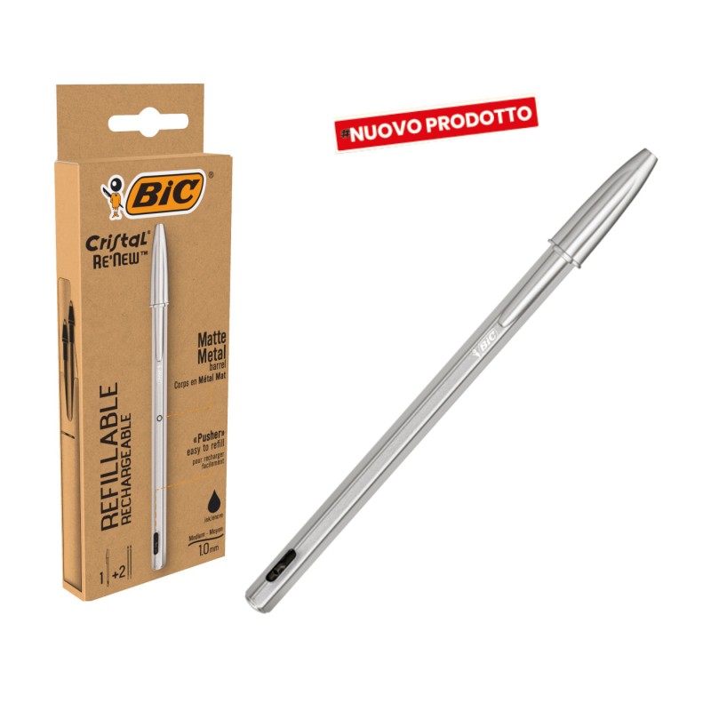 BIC Cristal Re-New Penna a sfera ricaricabile nera punta media 1,0 mm 997201