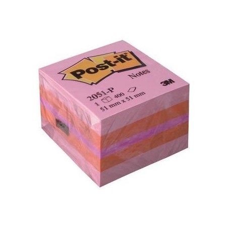 1 - 3M Post-it cubo mini neon rosa arancione