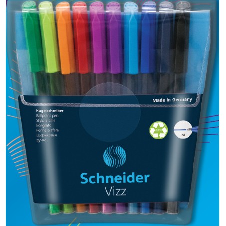 1 - 10 pz Penna Biro Vizz M Schneider 10 colori assortiti 102290