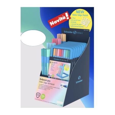1 - SCHNEIDER Penna Biro a sfera SLIDER EDGE PASTEL XB 399421, colori assortiti, 104 pz