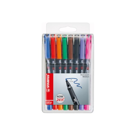 1 - Blister 8 colori Stabilo OHPen media penna