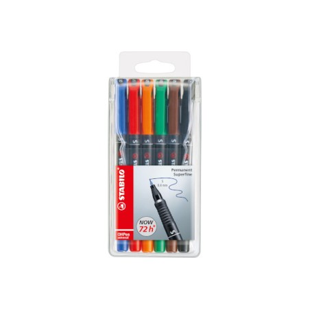1 - Blister 6 colori Stabilo OHPen superfine penna 6colori
