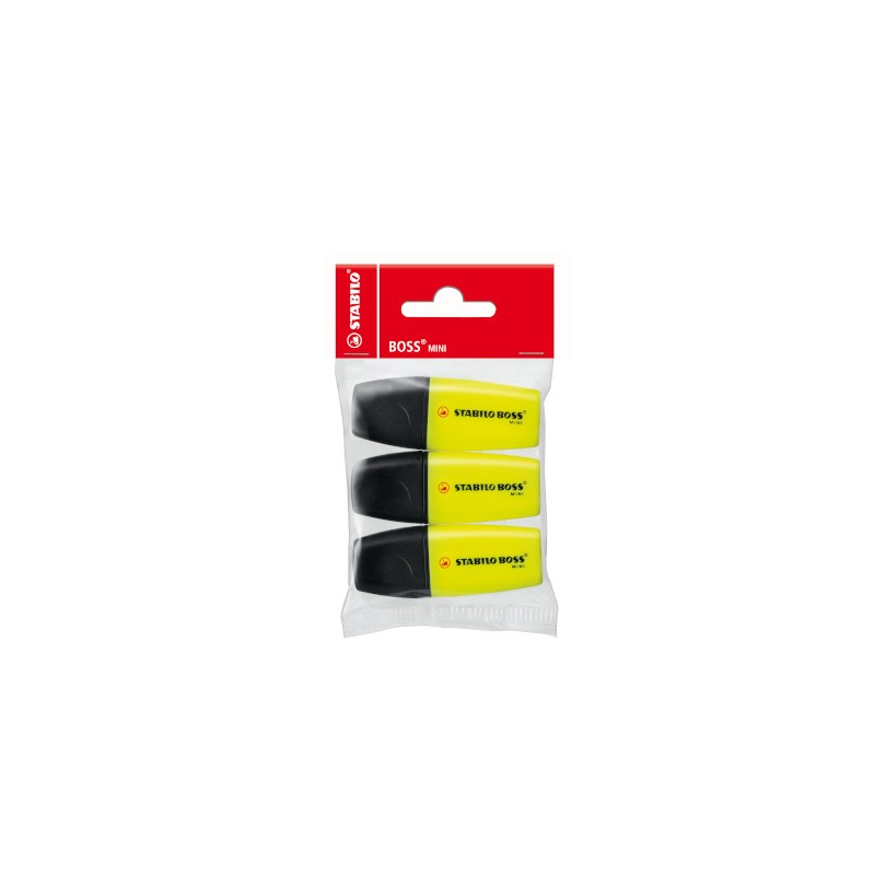 Stabilo Boss Mini 3 evidenziatori tascabili colore giallo fluorescente 07/3-124