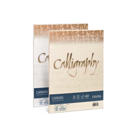 1 - Fogli Calligraphy Canvas Favini - A4 - 200 G Bianco Conf. 50 A690314