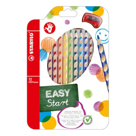 1 - STABILO Pastelli EASY COLORS 12 Colori + Temperamatite