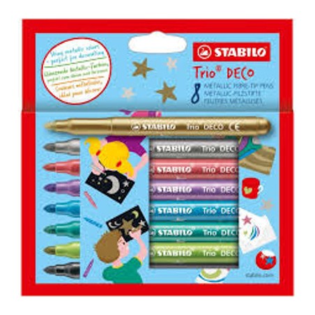 1 - Pennarelli triangolari Stabilo trio Deco 8 colori metal 377/8