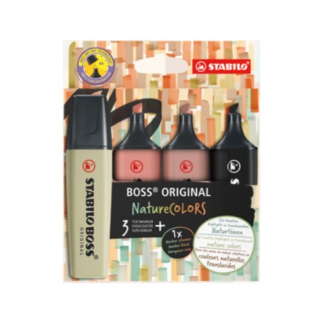 1 - 4 pz Evidenziatore Stabilo Boss Original Nature Colors assortiti 70/4-2-3