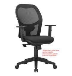 1 - VARI CANCELLERIA - Sedia da scrivania girevole con braccioli col.Nero 8704