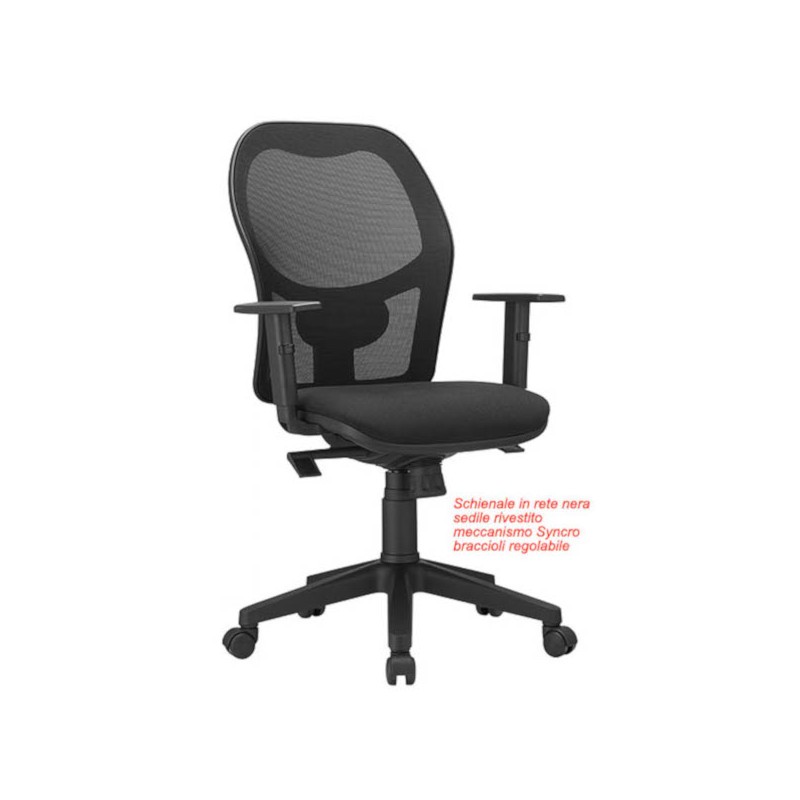 POLTRONA UFFICIO ELEVAZIONE GAS C/BRACCIOLI NERO 8704