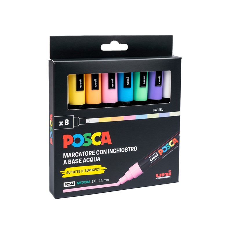 Uni Posca PC5M 8 Pastel marcatori tempera punta media 1.8 - 2.5 mm assortiti