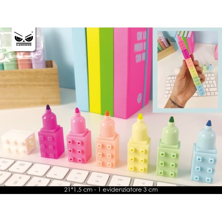 1 - MOOD MAXI EVIDENZIATORE MATTONCINI SET 6 PEZZI CONF. 12 SET ST5881