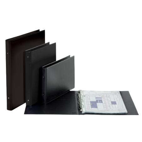 1 - FAVORIT  Raccoglitore a 4 anelli D. 30 cm, Dossier pvc 42x30 nero 500161