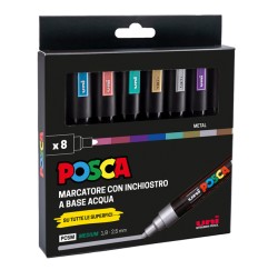 1 - UNI POSCA PC5M -8PZ METAL ASSORTITI PC5MM-8P