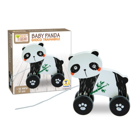 1 - TEOREMA FATTO DI LEGNO - BABY PANDA TRAINABILE 16 CM H 40634