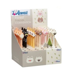 1 - EXPO PENNE GEL BLU A SCATTO ANIMALETTI -36pz. KAWAII KW1
