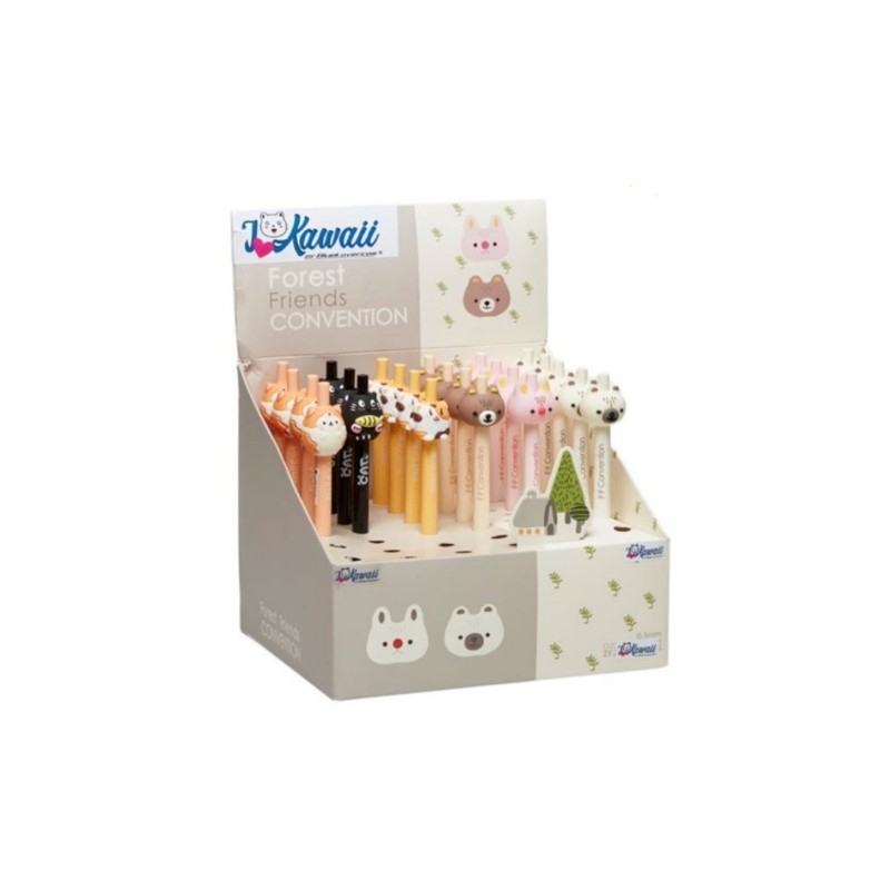 EXPO PENNE GEL BLU A SCATTO ANIMALETTI -36pz. KAWAII KW1