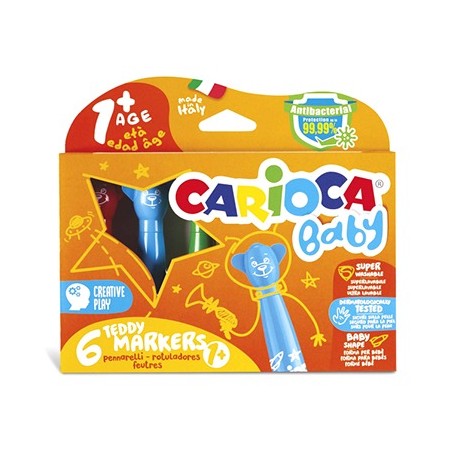1 - PENNARELLI CARIOCA BABY TEDDY MARKERS 6Pz. ASS. 42815