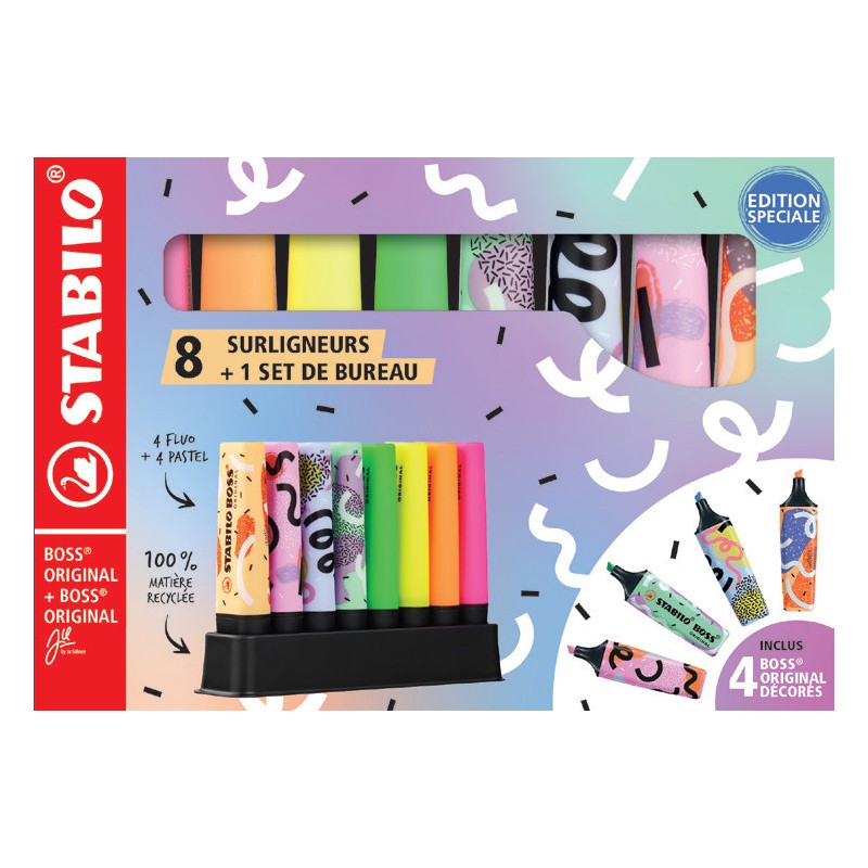 Stabilo Boss Original Desk Set 8 evidenziatori colori fluo e pastello Ju Schnee F59593