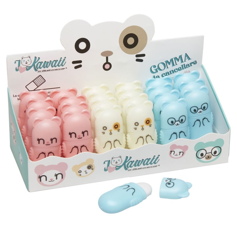 BLUEKOVER EXPO GOMME CON CUSTODIA ANIMALETTI 24pz. KAWAII BK-GOMMA