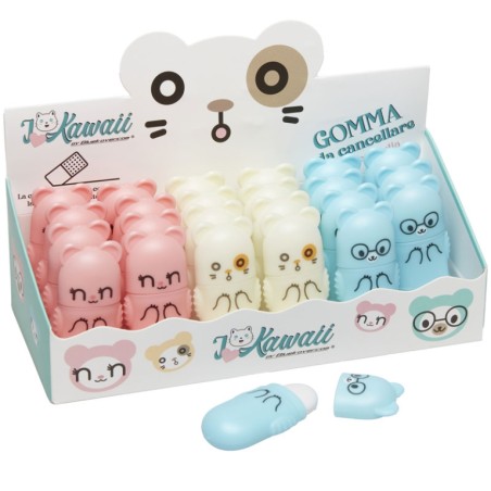 1 - BLUEKOVER EXPO GOMME CON CUSTODIA ANIMALETTI 24pz. KAWAII BK-GOMMA