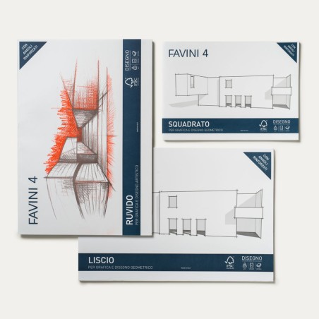 1 - BLOCCO DA DISEGNO FAVINI 4 24X33 RUVIDO 20fg. 220gr. A168504