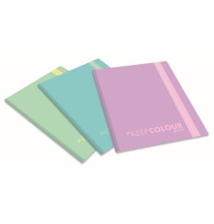 ARDA Cartella 3 Lembi con Elastico Orna KeepColour Pastel - 25x34 cm - Colori Assortiti 0283KCP