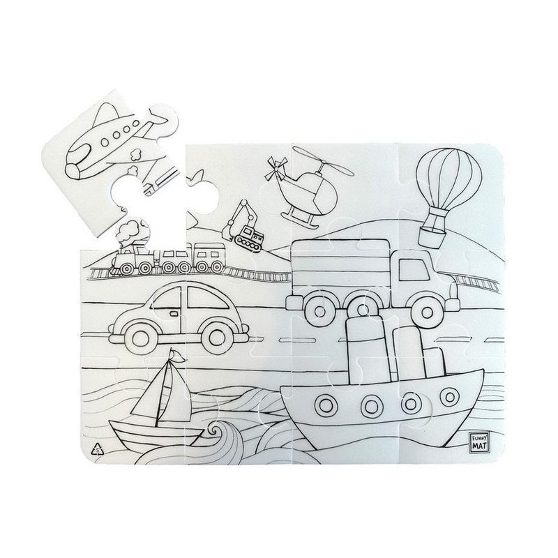 Funny Mat PUZZLE in polipropilene riutilizzabile stampata cm.30X40 -MACCHININE- 3152