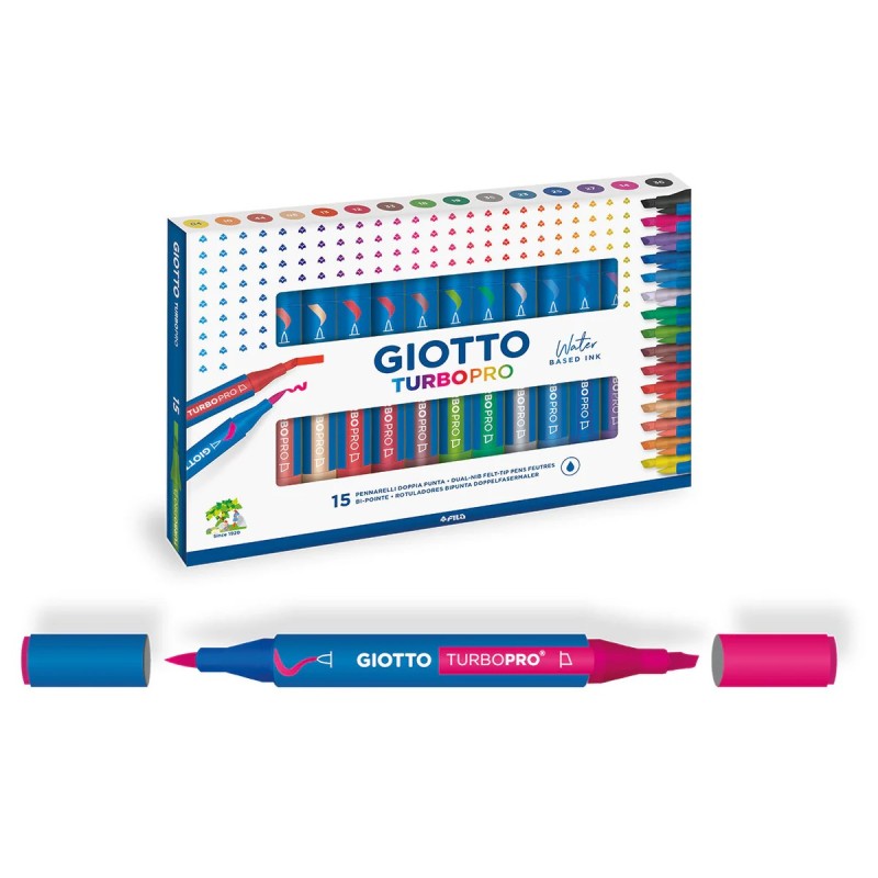 Giotto Turbo Pro Pennarelli Doppia Punta Punta Fine e Maxi 15 Colori F427800