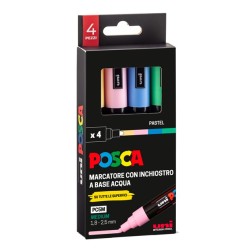 Uni Posca PC5M 4 Pastel Marcatori tempera punta media 1.8 - 2.5 mm assortiti