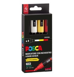 Uni Posca PC5M 4 marcatori tempera punta media 1.8 - 2.5 mm assortiti