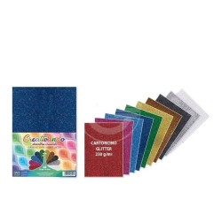 Cartoncino Glitter Colorato A4 230 g/m² - Confezione da 10 Fogli - 80955
