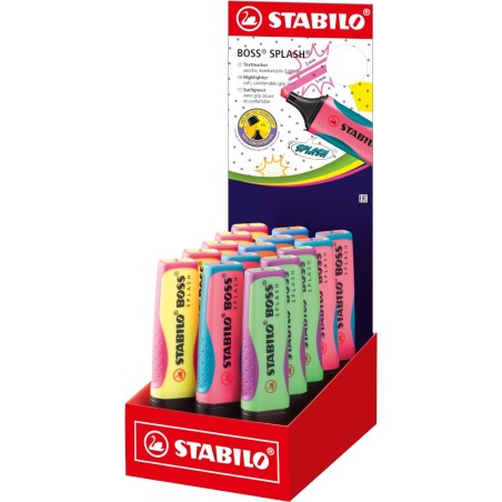 STABILO BOSS Splash espositore 15 evidenziatori colori fluorescenti assortiti 75/15-1