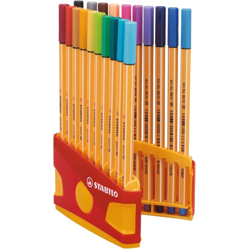 20 pezzi Penne Stabilo Point 88 punta fine 8820-03