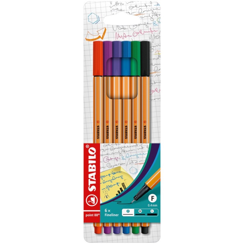 Astuccio 6 colori Penne Stabilo Point 88 88/6