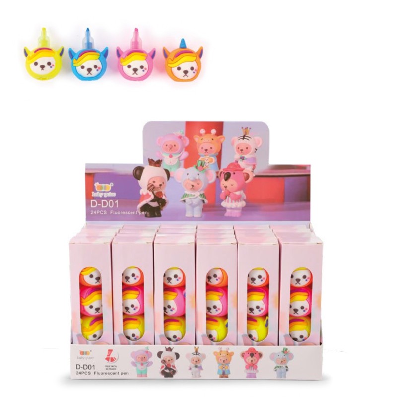 EXPO EVIDENZIATORI TORRE 3 COLORI ANIMALETTI -24pz. KAWAII BK-EV3