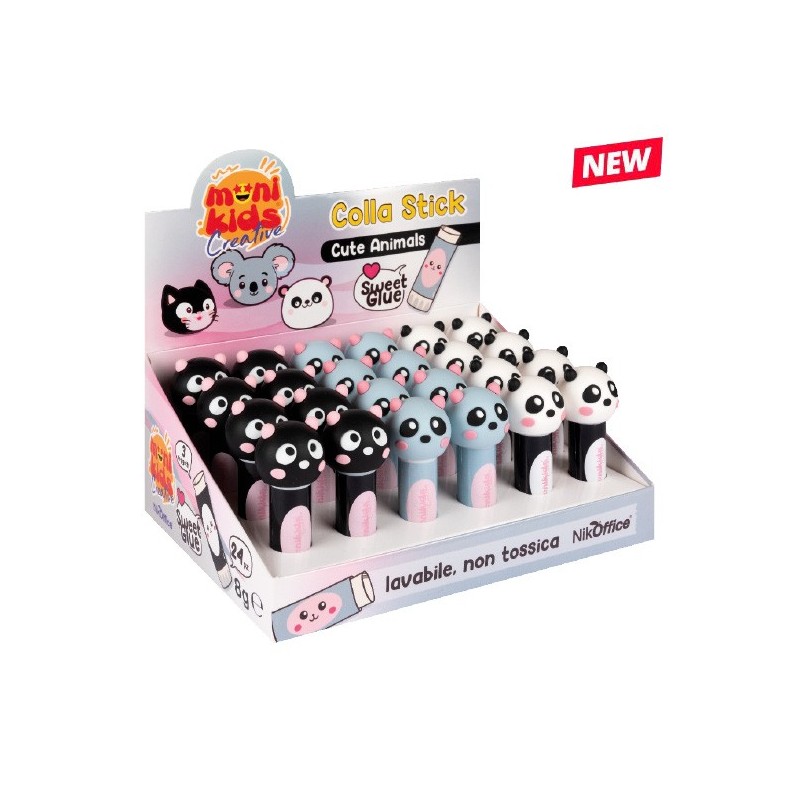 Colla Stick Cute Animals 8 gr espositore 24 Pz in due colori assortiti 22/135