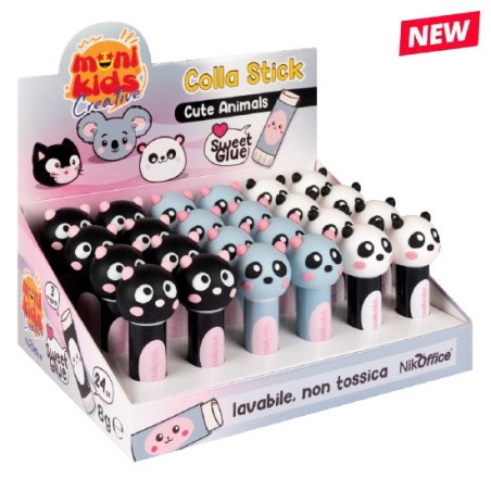 Colla Stick Cute Animals 8 gr espositore 24 Pz in due colori assortiti 22/135