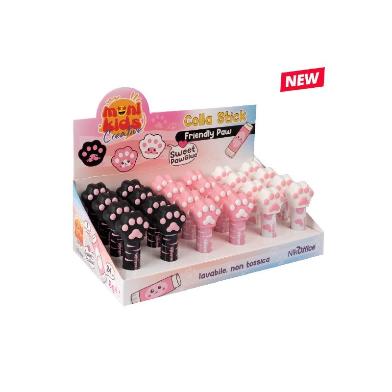 Colla Stick Friendly Paw 8 gr espositore 24 Pz in tre colori assortiti 22/136