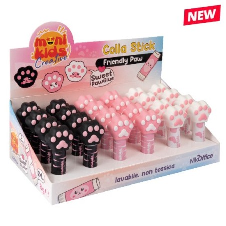 Colla Stick Friendly Paw 8 gr espositore 24 Pz in tre colori assortiti 22/136
