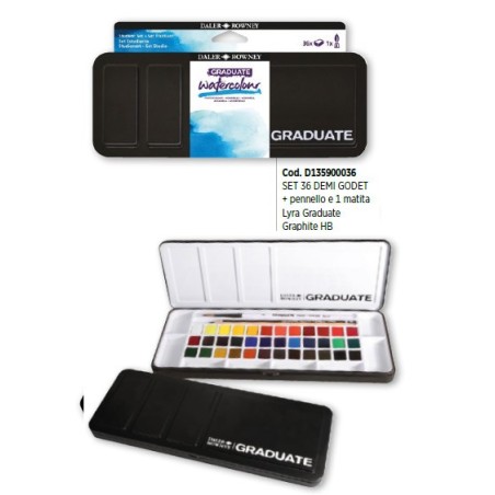DALER GRADUATE WATERCOLOR ACQUERELLI 36col.+pennello+matita D135900036