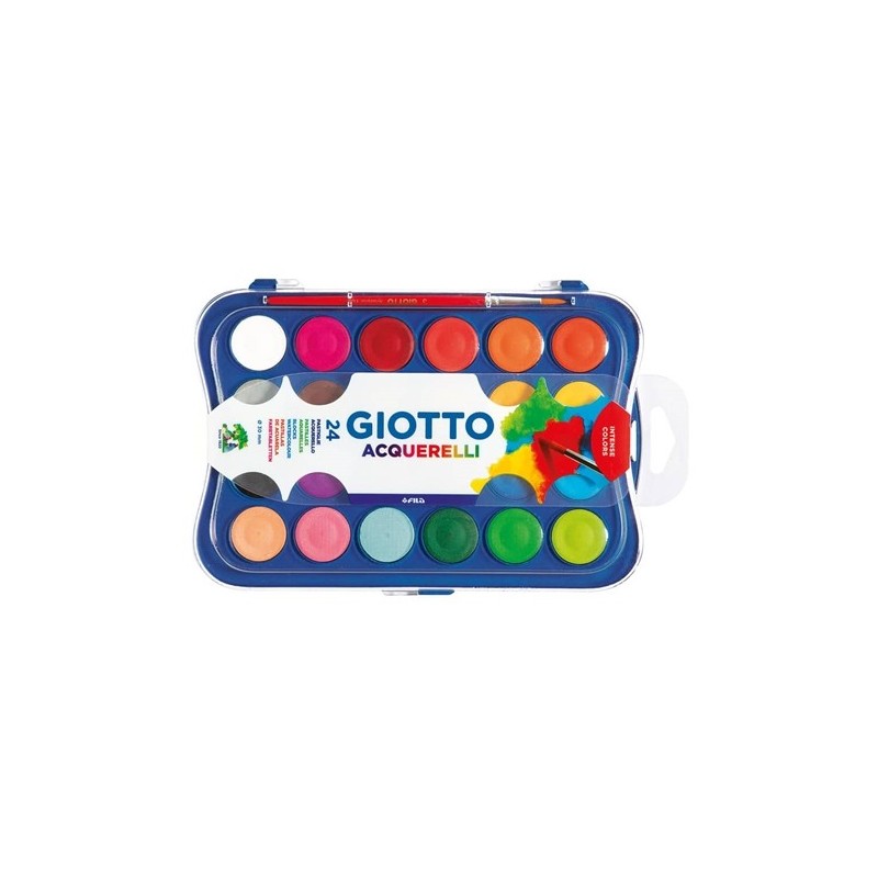 Giotto Acquerelli 24 Colori con Pennello – Set Pittura ad Acqua 3524
