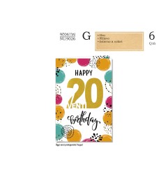 Cromo Biglietti Buon compleanno 20 anni multicolor 6pz NU9026