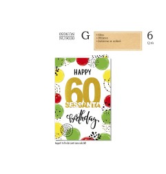 Cromo Biglietti Buon Compleanno 60 anni multicolor 6pz NU9030