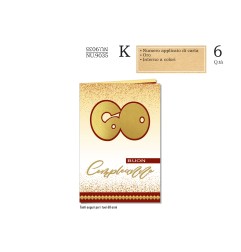Cromo Biglietti Buon Compleanno 60 anni Gold red 6pz NU9035
